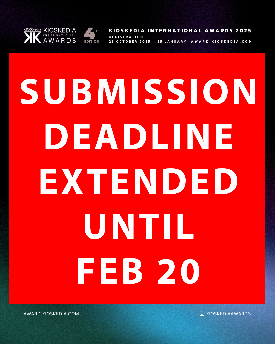 Deadline for submissions extended to February 20th